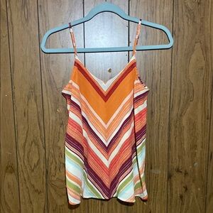 Apt. 9 Orange and Pink Asymmetrical Ruffled Camisole